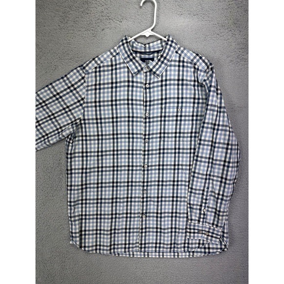 The North Face Button Up Shirt Mens XL Blue Gingham Plaid Organic Cotton Blend